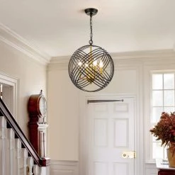 Frankfort 4 - Light Gold & Black Unique/Statement Globe Pendant with Crystal Accents by Maxax -Maxax Elegant store gold black maxax chandeliers mx19043 4 p 4f 1000