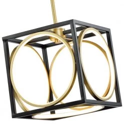 Boston 5-Light Black/Gold Lantern Square Integrated LED Chandelier by Maxax 12 Boston 5-Light Black/Gold Lantern Square Integrated LED Chandelier by Maxax -Maxax Elegant store gold black maxax chandeliers mx2025 p1m 1f 1000