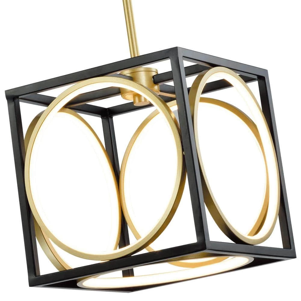 Boston 5-Light Black/Gold Lantern Square Integrated LED Chandelier by Maxax 5 Boston 5-Light Black/Gold Lantern Square Integrated LED Chandelier by Maxax - Image 5
