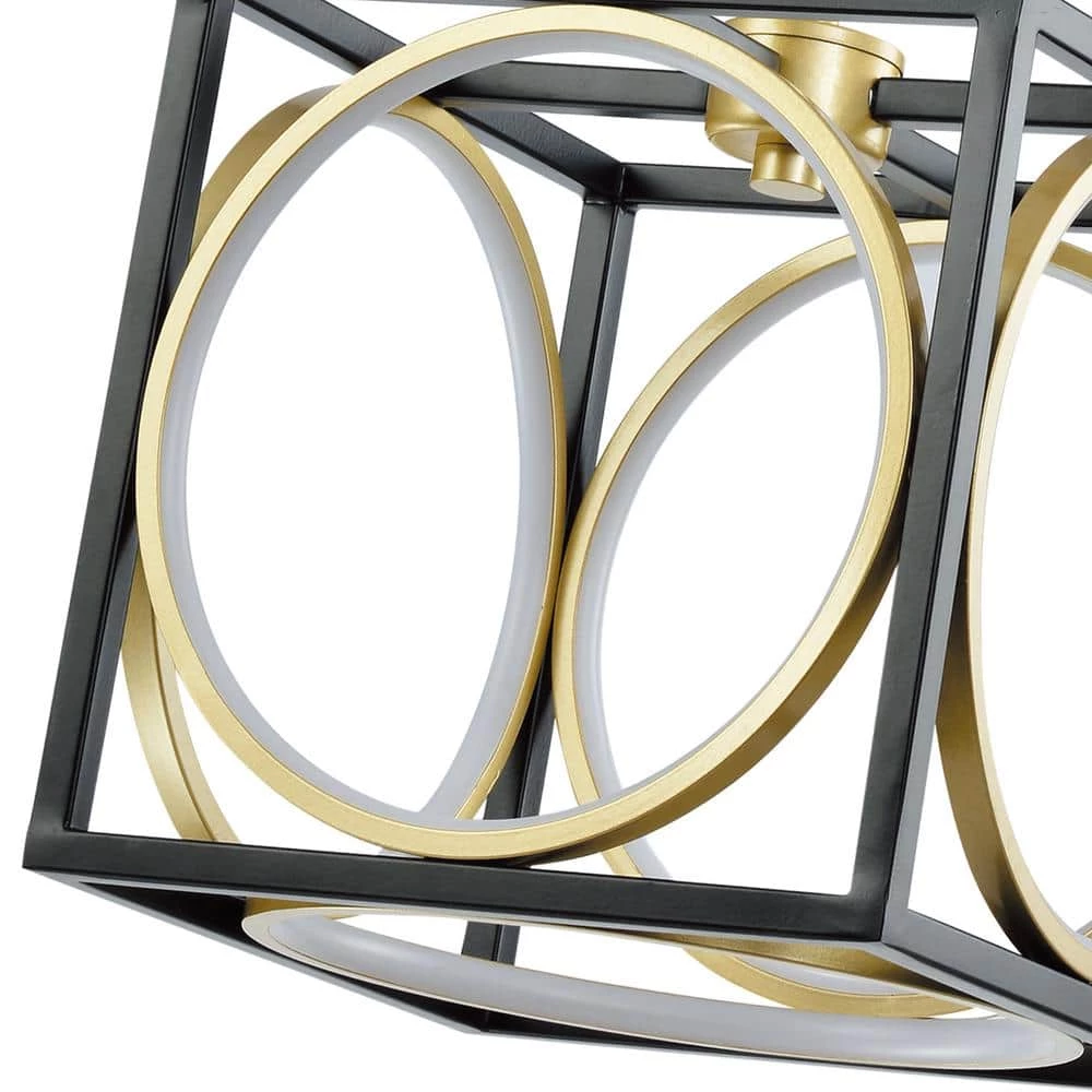 Boston 5-Light Black/Gold Lantern Square Integrated LED Chandelier by Maxax 4 Boston 5-Light Black/Gold Lantern Square Integrated LED Chandelier by Maxax - Image 4