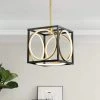 Boston 5-Light Black/Gold Lantern Square Integrated LED Chandelier by Maxax