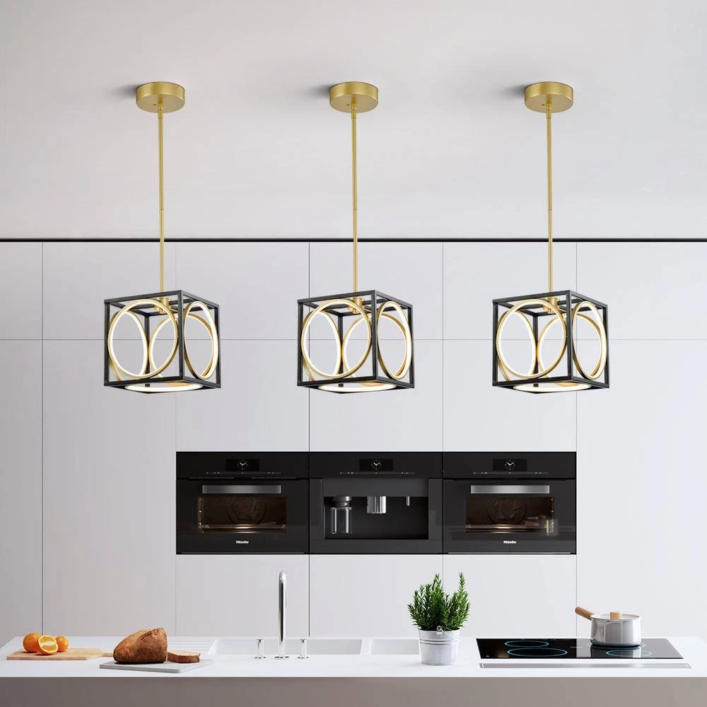 Boston 5-Light Black/Gold Lantern Square Integrated LED Chandelier by Maxax 8 Boston 5-Light Black/Gold Lantern Square Integrated LED Chandelier by Maxax - Image 8
