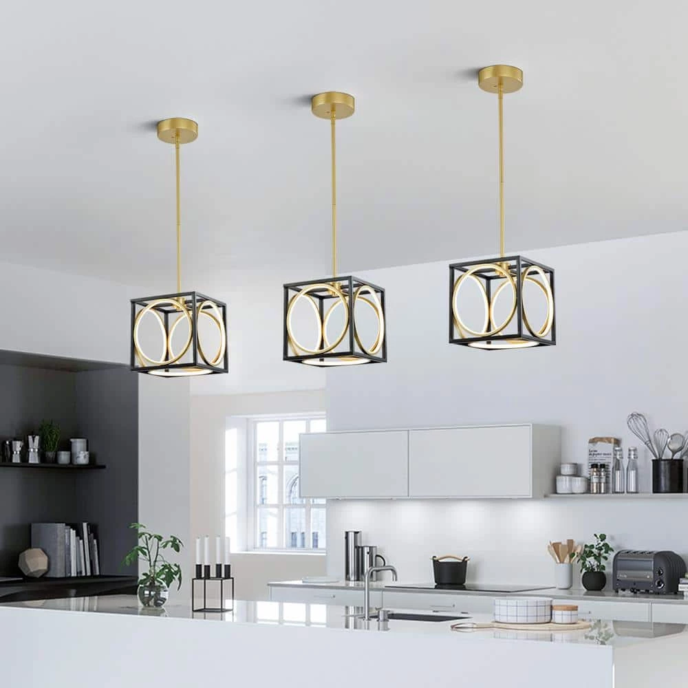 Boston 5-Light Black/Gold Lantern Square Integrated LED Chandelier by Maxax 7 Boston 5-Light Black/Gold Lantern Square Integrated LED Chandelier by Maxax - Image 7