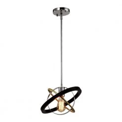 Frankfort 1 - Light Black/Gold Single Geometric Pendant with Wrought Iron by Maxax