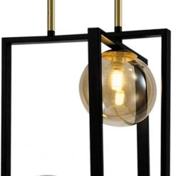 Harrisburg 2-Light Gold/Black Square/Rectangle Pendant by Maxax -Maxax Elegant store gold black maxax chandeliers mx21035 p2bg 44 1000