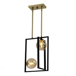Harrisburg 2-Light Gold/Black Square/Rectangle Pendant by Maxax