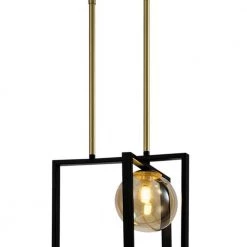 Harrisburg 2-Light Gold/Black Square/Rectangle Pendant by Maxax -Maxax Elegant store gold black maxax chandeliers mx21035 p2bg 76 1000