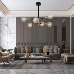 Augusta 6-Light Gold / Black Modern Linear Chandelier with Wrought Iron Accents by Maxax 14 Augusta 6-Light Gold / Black Modern Linear Chandelier with Wrought Iron Accents by Maxax -Maxax Elegant store gold black maxax chandeliers mx21037 p6bg 1f 1000