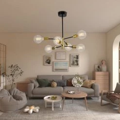 Augusta 6-Light Gold / Black Modern Linear Chandelier with Wrought Iron Accents by Maxax 13 Augusta 6-Light Gold / Black Modern Linear Chandelier with Wrought Iron Accents by Maxax -Maxax Elegant store gold black maxax chandeliers mx21037 p6bg 4f 1000