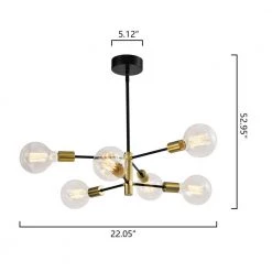 Augusta 6-Light Gold / Black Modern Linear Chandelier with Wrought Iron Accents by Maxax 12 Augusta 6-Light Gold / Black Modern Linear Chandelier with Wrought Iron Accents by Maxax -Maxax Elegant store gold black maxax chandeliers mx21037 p6bg c3 1000
