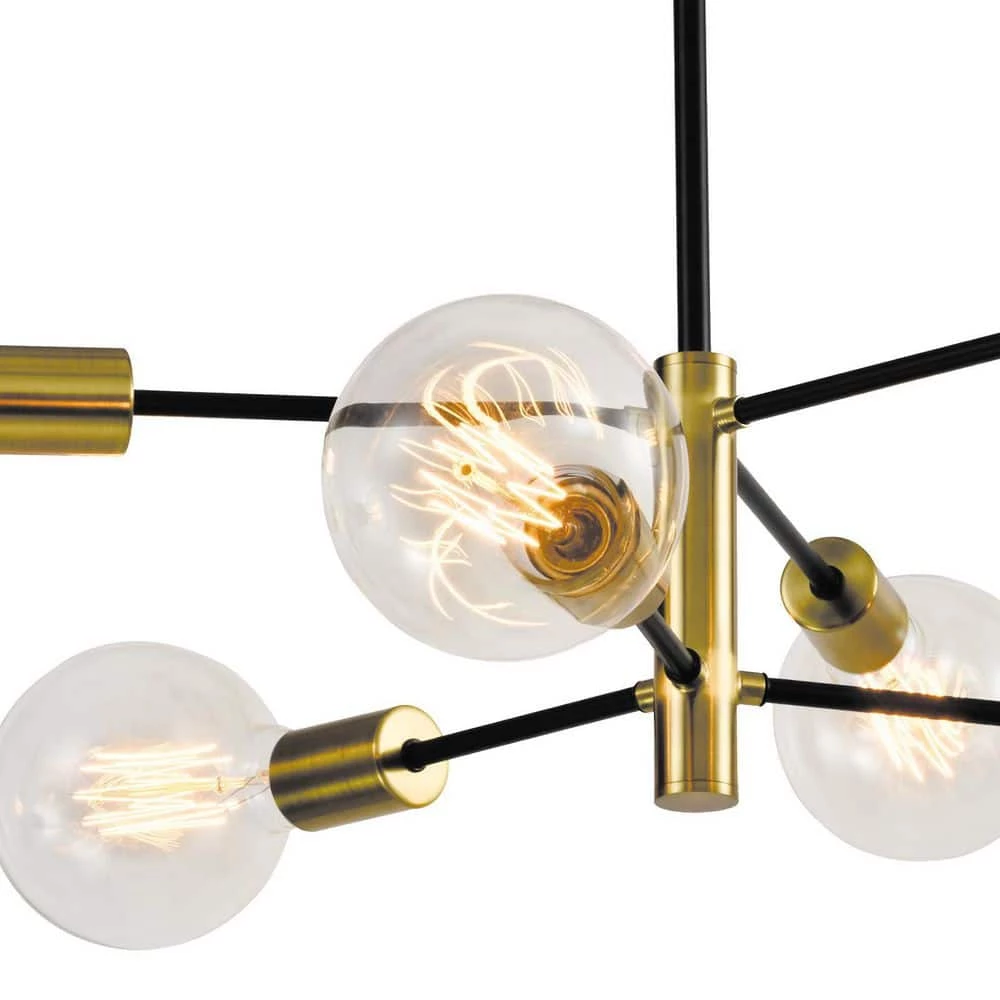 Augusta 6-Light Gold / Black Modern Linear Chandelier with Wrought Iron Accents by Maxax 8 Augusta 6-Light Gold / Black Modern Linear Chandelier with Wrought Iron Accents by Maxax - Image 8
