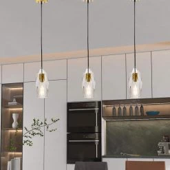 Lincoln 1-Light Clear Single Geometric Pendant with Crystal Accents by Maxax -Maxax Elegant store gold clear maxax pendant lights mx19138 1cl p 4f 1000