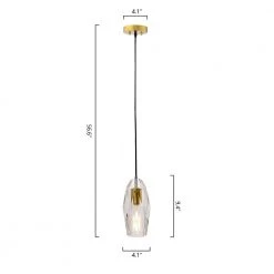 Lincoln 1-Light Clear Single Geometric Pendant with Crystal Accents by Maxax -Maxax Elegant store gold clear maxax pendant lights mx19138 1cl p c3 1000