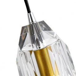 Lincoln 1-Light Clear Single Geometric Pendant with Crystal Accents by Maxax -Maxax Elegant store gold clear maxax pendant lights mx19138 1cl p fa 1000