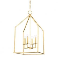 Lena 4-Light Gold Leaf Large Lantern Pendant by Mitzi by Hudson Valley Lighting