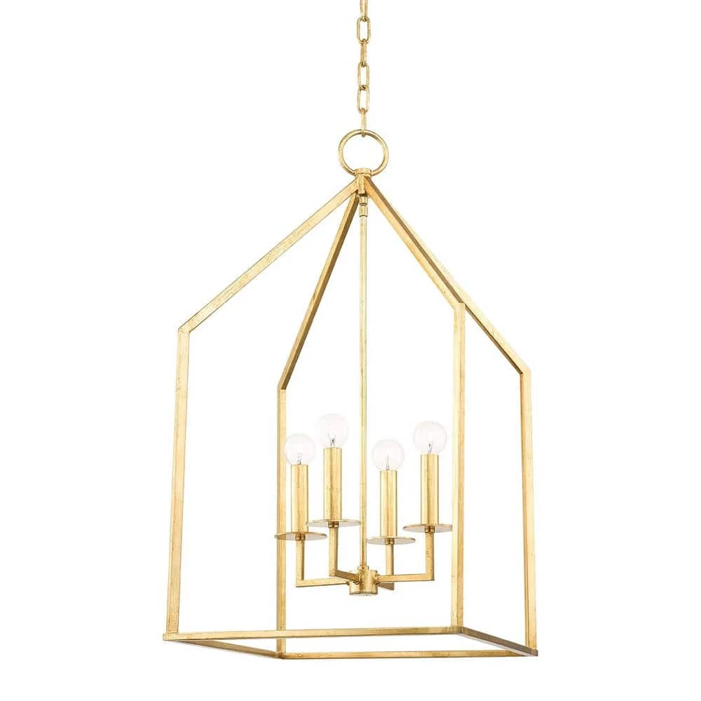 Lena 4-Light Gold Leaf Large Lantern Pendant by Mitzi by Hudson Valley Lighting 1 Lena 4-Light Gold Leaf Large Lantern Pendant by Mitzi by Hudson Valley Lighting