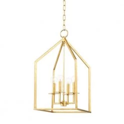 Lena 4-Light Gold Leaf Small Lantern Pendant by Mitzi by Hudson Valley Lighting