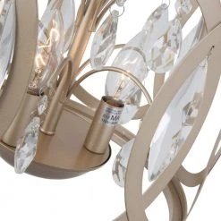 Lansing 3-Light Gold Lantern Drum Pendant With Crystal Accents by Maxax -Maxax Elegant store gold maxax chandeliers 19168 3cp 76 1000