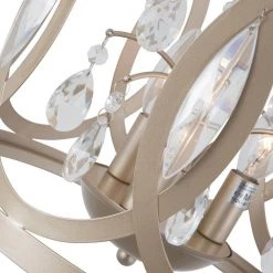 Lansing 3-Light Gold Lantern Drum Pendant With Crystal Accents by Maxax -Maxax Elegant store gold maxax chandeliers 19168 3cp fa 1000