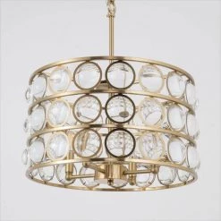 Indianapolis 4 -Light Unique/Statementand Kitchen Island Drum Glam Chandelier With Crystal Accents by Maxax -Maxax Elegant store gold maxax chandeliers 19172 4ab 66 1000