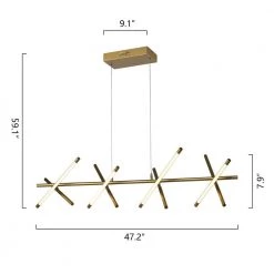 Carson 40-Watt Integrated LED Gold Modern Industrial Island Light Hanging Pendant Light Chandelier by Maxax -Maxax Elegant store gold maxax chandeliers 6511 8gd 44 1000