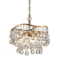 Cheyenne 4-Light Gold Unique Tiered Chandelier with Crystal Accents by Maxax