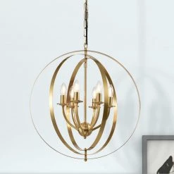 Alaska 6-Light Gold Candle Style Globe Chandelier with Wrought Iron Accents by Maxax