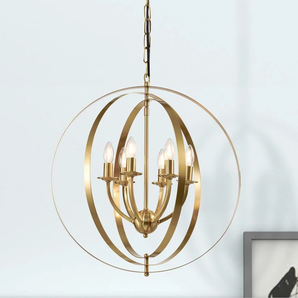 Alaska 6-Light Gold Candle Style Globe Chandelier with Wrought Iron Accents by Maxax 1 Alaska 6-Light Gold Candle Style Globe Chandelier with Wrought Iron Accents by Maxax