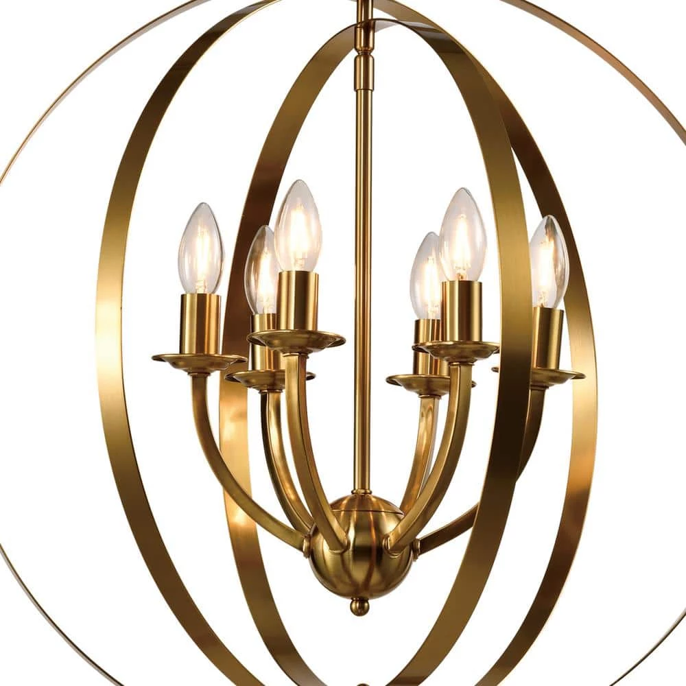 Alaska 6-Light Gold Candle Style Globe Chandelier with Wrought Iron Accents by Maxax 3 Alaska 6-Light Gold Candle Style Globe Chandelier with Wrought Iron Accents by Maxax - Image 3