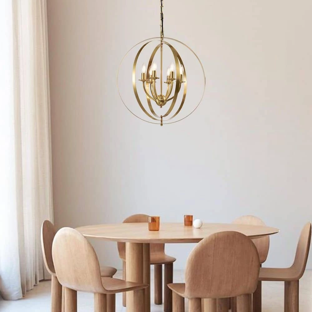 Alaska 6-Light Gold Candle Style Globe Chandelier with Wrought Iron Accents by Maxax 2 Alaska 6-Light Gold Candle Style Globe Chandelier with Wrought Iron Accents by Maxax - Image 2