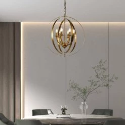 Alaska 6-Light Gold Candle Style Globe Chandelier with Wrought Iron Accents by Maxax 16 Alaska 6-Light Gold Candle Style Globe Chandelier with Wrought Iron Accents by Maxax -Maxax Elegant store gold maxax chandeliers mx21004 6gd fa 1000