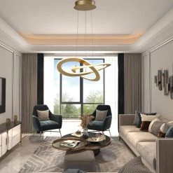 Carson 1-Light Integrated LED Gold Unique Chandelier by Maxax -Maxax Elegant store gold maxax chandeliers mx21041 p3gd fa 1000