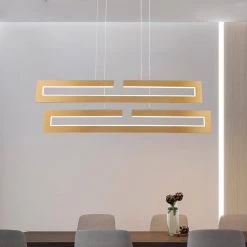 Boston 2- Light Gold Kitchen Island Rectangle Integrated LED Chandelier by Maxax -Maxax Elegant store gold maxax chandeliers yx 20 c3 1000