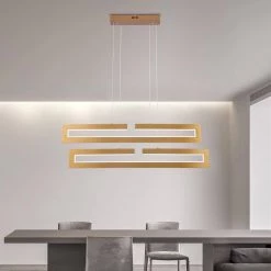 Boston 2- Light Gold Kitchen Island Rectangle Integrated LED Chandelier by Maxax -Maxax Elegant store gold maxax chandeliers yx 20 fa 1000