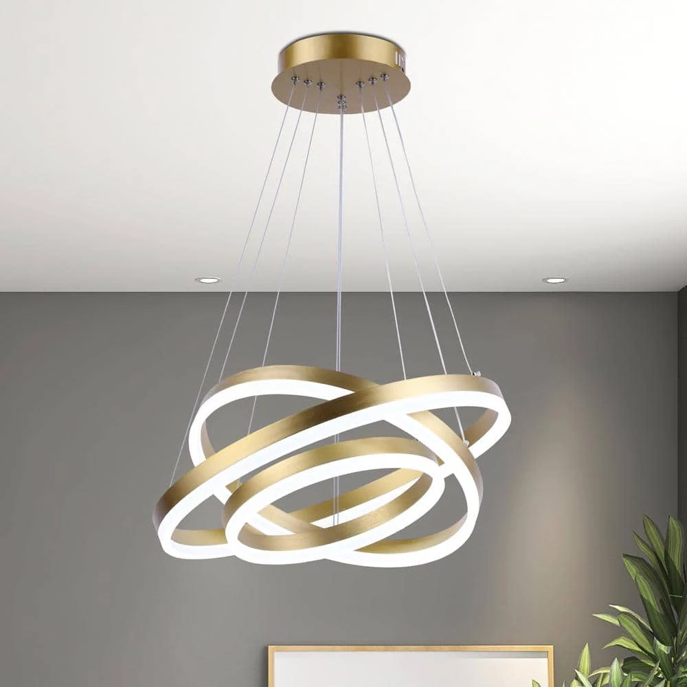 Carson 3-Light Integrated LED Gold Chandelier by Maxax 7 Carson 3-Light Integrated LED Gold Chandelier by Maxax - Image 7