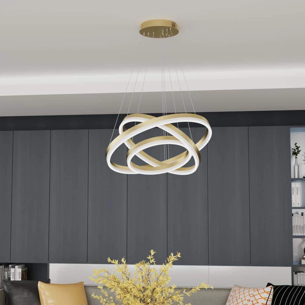 Carson 3-Light Integrated LED Gold Chandelier by Maxax 3 Carson 3-Light Integrated LED Gold Chandelier by Maxax - Image 3