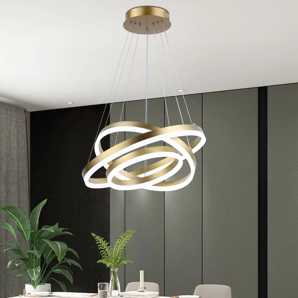 Carson 3-Light Integrated LED Gold Chandelier by Maxax 4 Carson 3-Light Integrated LED Gold Chandelier by Maxax - Image 4