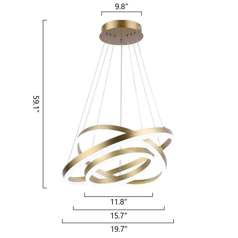Carson 3-Light Integrated LED Gold Chandelier by Maxax 2 Carson 3-Light Integrated LED Gold Chandelier by Maxax - Image 2
