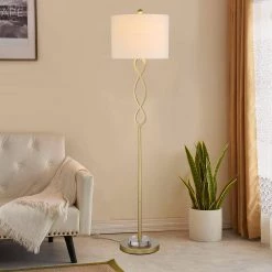 Montgomery 59 in. Gold Metal Floor Lamp With Crystal by Maxax -Maxax Elegant store gold maxax floor lamps f10 gd fa 1000