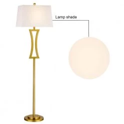 Montgomery 63.75 in. Gold Metal Floor Lamp with White Bell Shade by Maxax -Maxax Elegant store gold maxax floor lamps f34 gd 1f 1000