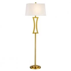 Montgomery 63.75 in. Gold Metal Floor Lamp with White Bell Shade by Maxax