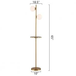 New York 65 in. Gold Tray Table Floor Lamp With Glass Shade by Maxax -Maxax Elegant store gold maxax floor lamps f70 gd 44 1000