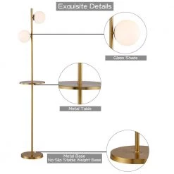 New York 65 in. Gold Tray Table Floor Lamp With Glass Shade by Maxax -Maxax Elegant store gold maxax floor lamps f70 gd 76 1000
