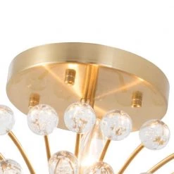 Portland 4-Light Gold 17.3 in. Semi Flush Mount With Crystal by Maxax -Maxax Elegant store gold maxax flush mount lights 19177 4ab 1d 1000