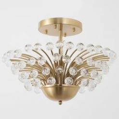 Portland 4-Light Gold 17.3 in. Semi Flush Mount With Crystal by Maxax