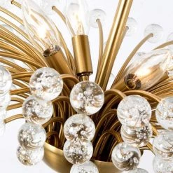 Portland 4-Light Gold 17.3 in. Semi Flush Mount With Crystal by Maxax -Maxax Elegant store gold maxax flush mount lights 19177 4ab 66 1000