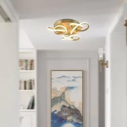 Carson 20.08 in. 3-Light Gold LED Semi-Flush Mount by Maxax -Maxax Elegant store gold maxax flush mount lights 6504 6gd 31 1000