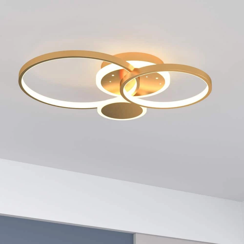 Carson 21.65 in. 2-Light Gold Cluster Circle LED Semi-Flush Mount by Maxax 1 Carson 21.65 in. 2-Light Gold Cluster Circle LED Semi-Flush Mount by Maxax