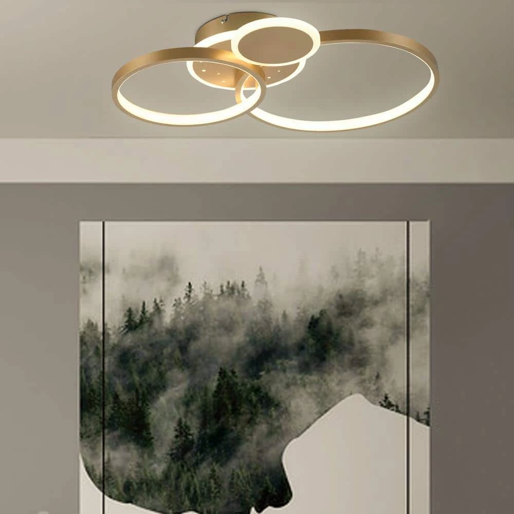 Carson 21.65 in. 2-Light Gold Cluster Circle LED Semi-Flush Mount by Maxax 7 Carson 21.65 in. 2-Light Gold Cluster Circle LED Semi-Flush Mount by Maxax - Image 7