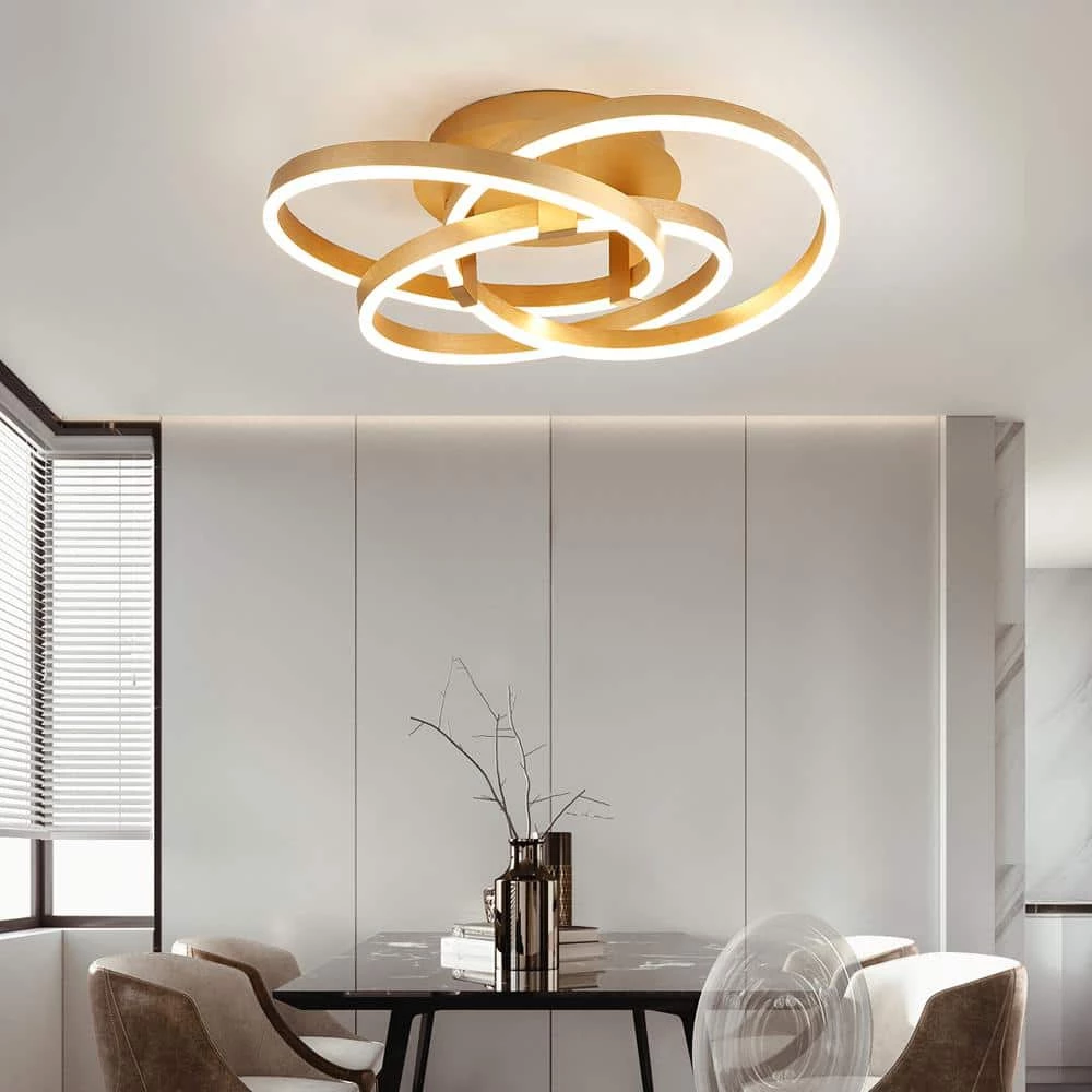 Carson 11.6 in. 3-Light Gold Simple Geometric LED Semi Flush Mount by Maxax 5 Carson 11.6 in. 3-Light Gold Simple Geometric LED Semi Flush Mount by Maxax - Image 5